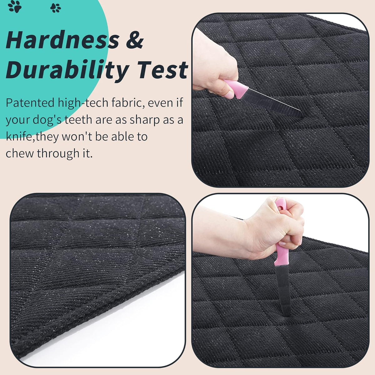MABOZOO Indestructible Dog Beds - Chew Proof Crate Pad for Aggressive Chewers, Machine Washable Quilted Mat, Durable for Small Dogs, Black Kennel Pad (17x23 in)