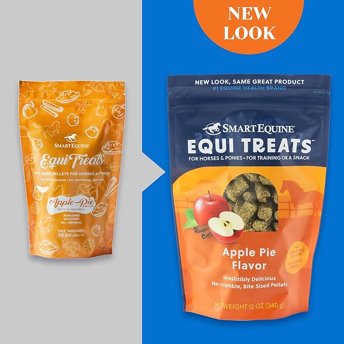 Uckele SmartEquine Equi Treats | Made with Timothy Grass & Sunflower Meal | High-Fiber Horse Treats | Low ESC & Starch | Bite-Sized | No Added Sugar | Cookies for Horses | 4 LB (4 LB, Apple Pie)