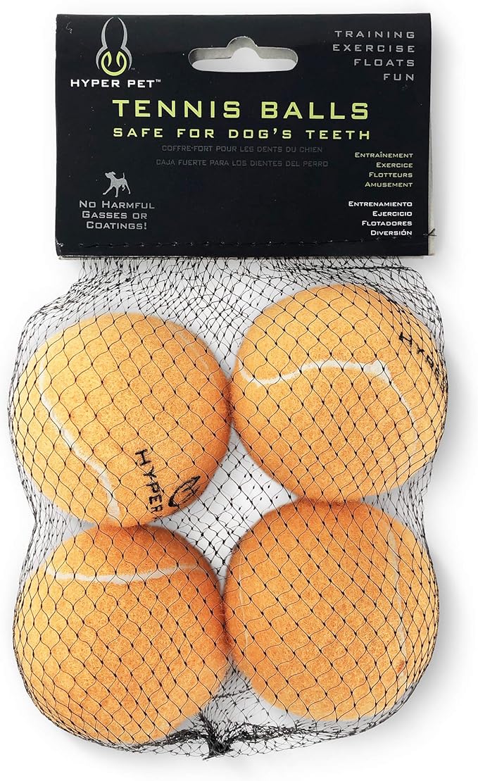 Hyper Pet Tennis Balls for Dogs (Safe Ball for Exercise and Training) Interactive Dog Toys work with Hyper Pet K9 Kannon K2 Dog Ball Launcher - 4 Pack 2.5" Orange