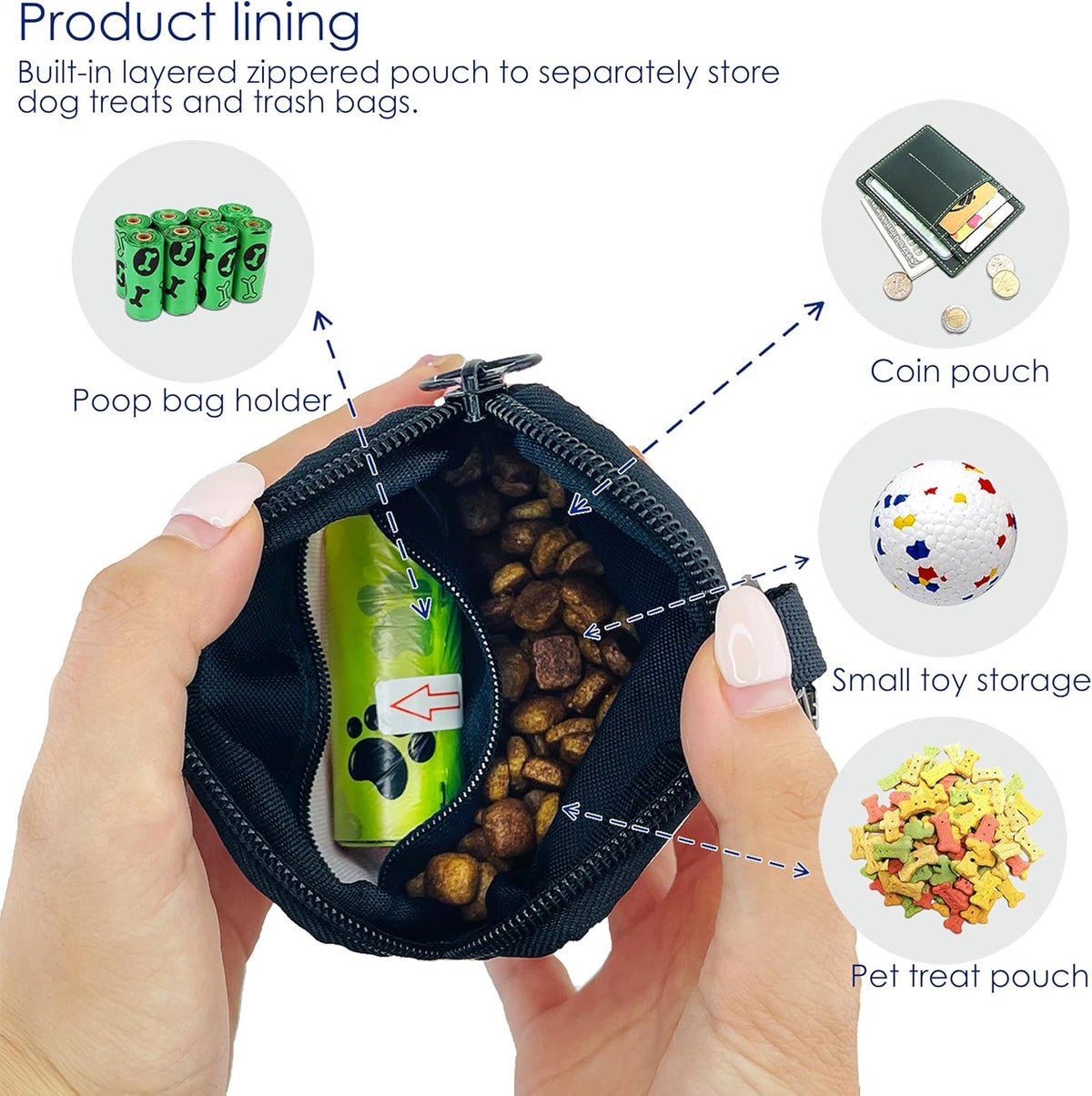 Dog Treat Pouch for Pet Walking and Training with Clicker Poop Bags Small Fanny Zipper Pack Holder for Puppy Snack Dispenser Kit for Leash and Outdoor Use （Green）