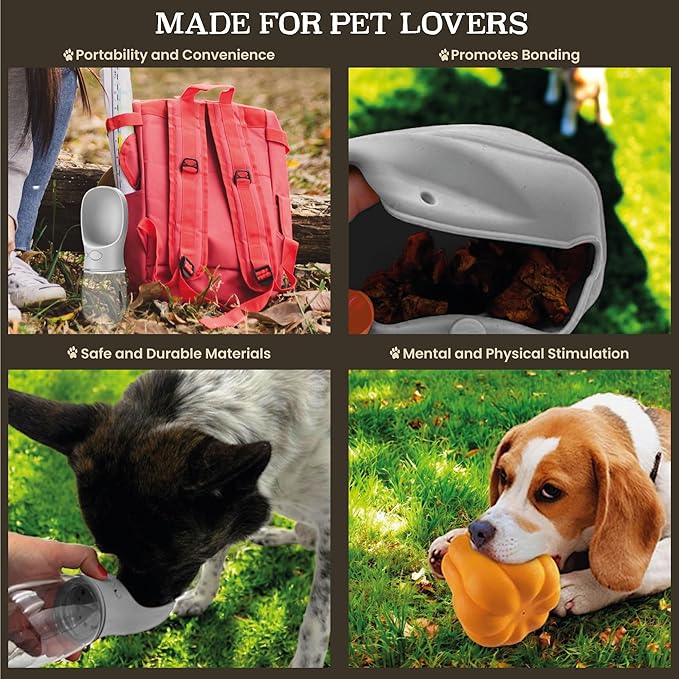Ultimate Dog Walk & Train Kit - Silicone Dog Treat Pouch - Tug Ball - Portable Water Bottle for Dogs - Ideal Gift for First Time Pet Owners - Training Pouch