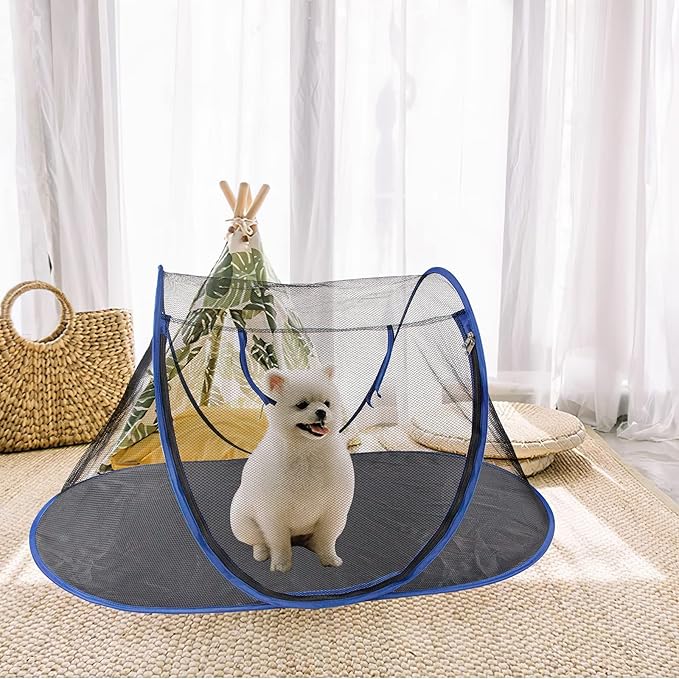 Outdoor Cat Enclosures, Portable Cat Tent for Bearded Dragon, Dogs and Small Animals, Cat Outdoor Tent with Foldable Bag(Blue)
