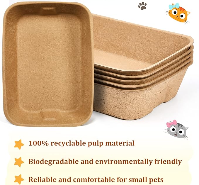 Tessco 15 Pack Small Disposable Litter Box Kitten Disposable Cat Litter Tray 16.1 x 11.2 x 3.7 Inch Paper Box for Indoor Outdoor Small Animals Cat, Hamster, Guinea Pig, Mice, Bunny and More