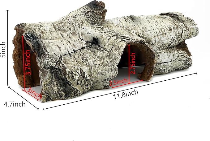 JIHAQUA Aquarium Resin Bark Terrarium Decor, Lizard, Snake or Reptile Hide,Lizard, Spider and Aquarium Fish Hide Cave (Medium Bark A)