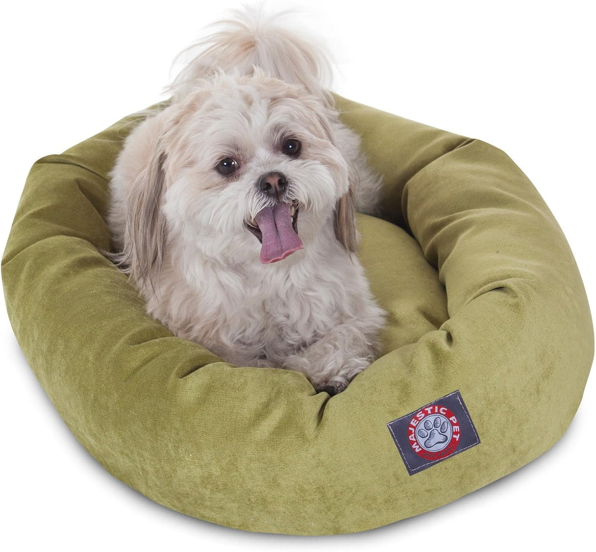 Majestic Pet 32 Inch Micro Velvet Calming Dog Bed Washable 32x23x7 (inch) – Cozy Soft Round Donut Dog Bed with Spine for Head Support - Pet Bed Medium - Storm