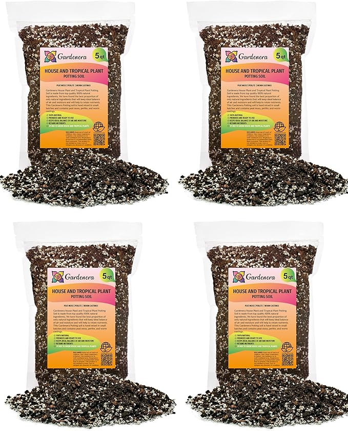 Gardenera House Plant and Tropical Plant Potting Soil - Re-Potting Soil for All Types of Indoor House Plants - 20 Quart