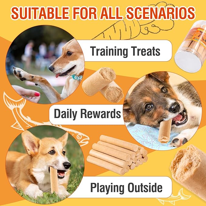 Salmon Sticks for Dogs,Real Salmon and Carrots,Easily Digestible,High Protein Dog Treat,Freshens Breath Healthy,for All Breeds (100g)