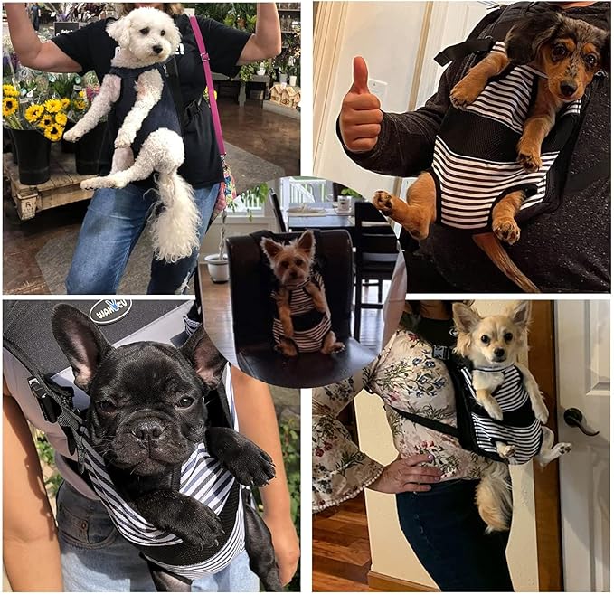 Dog Front Carrier Backpacks for Small Dogs, Legs Out Pet Carrier Sling Backpack with Adjustable Padded Ventilated Shoulder Straps, Easy-Fit for Traveling Hiking Camping,Medium