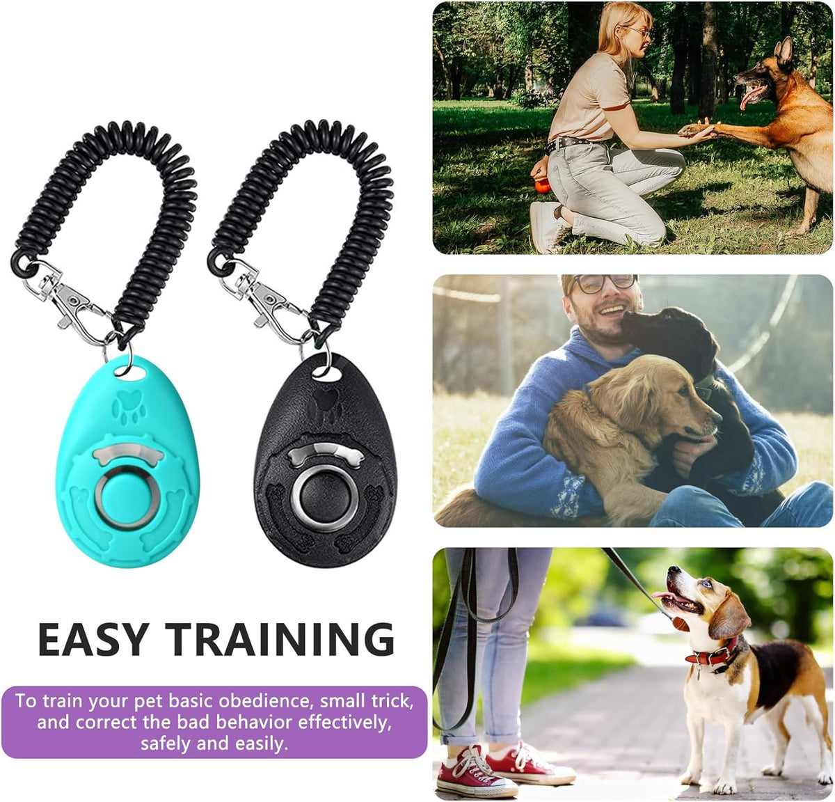 Dog Treat Pouch - 3 Ways to Wear Treat Pouches for Pet Training and 2 Pieces Clicker Taining for Dogs, Dog Training Treat Pouch Bag and Dog Clicker for Training with Waist Belt Shoulder Strap - Purple