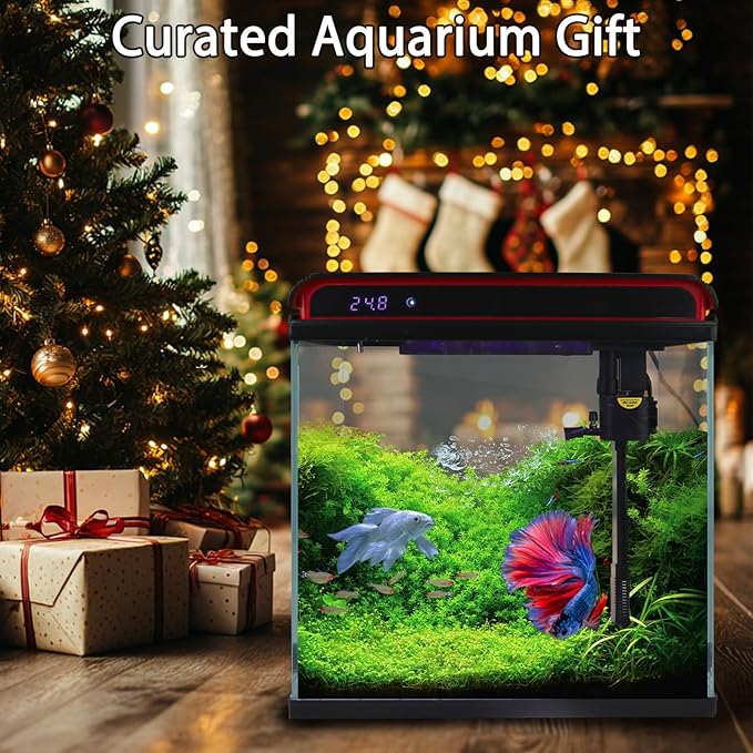 20 Gallon Fish Tank, Large Smart Aquarium with Self-Cleaning Pump 3 Color Lights Water Temperature Detection System, Smart Fish Tank for Betta Shrimp Guppy Goldfish Beta, Home Decor Gift with Tank