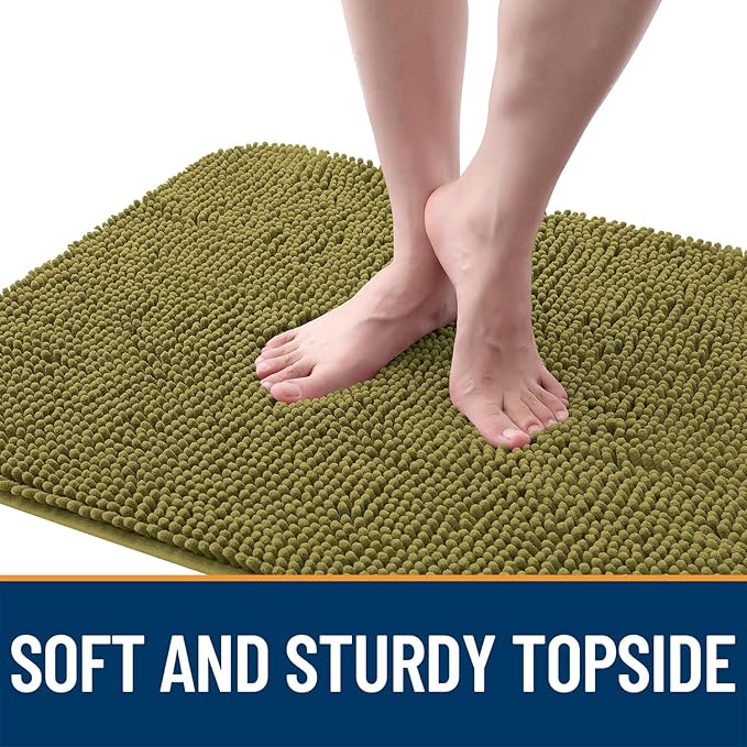 OLANLY Dog Door Mat for Muddy Paws 44x24, Absorbs Moisture and Dirt, Absorbent Non-Slip Washable Doormat, Quick Dry Chenille Mud Mat, Entry Indoor Entryway Carpet for Inside Floor, Willow Green