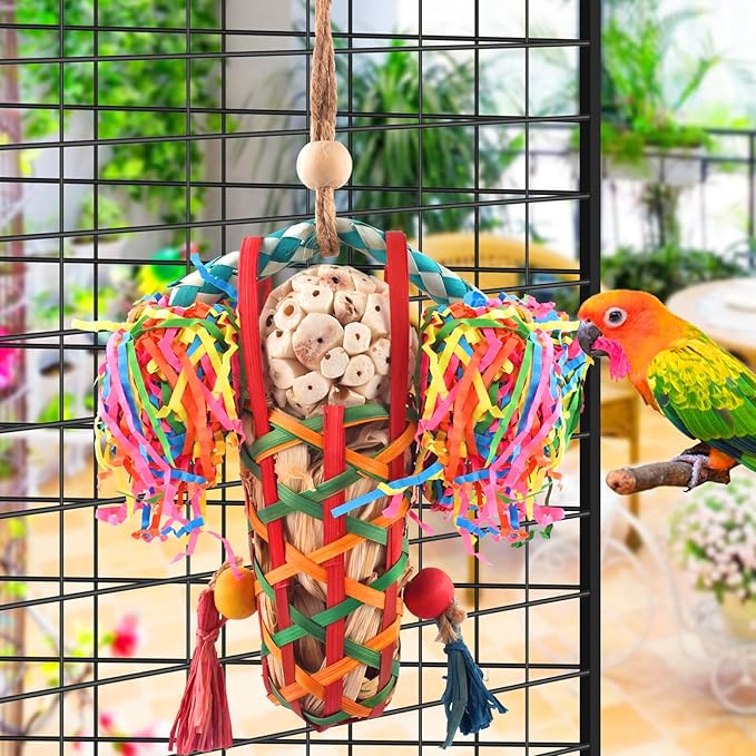 KATUMO Bird Toys Parakeet Toy Cockatiel Shredding Toys Conure Foraging Sola Toys for Conure Cockatiel Parakeet Lovebird Small to Medium Birds