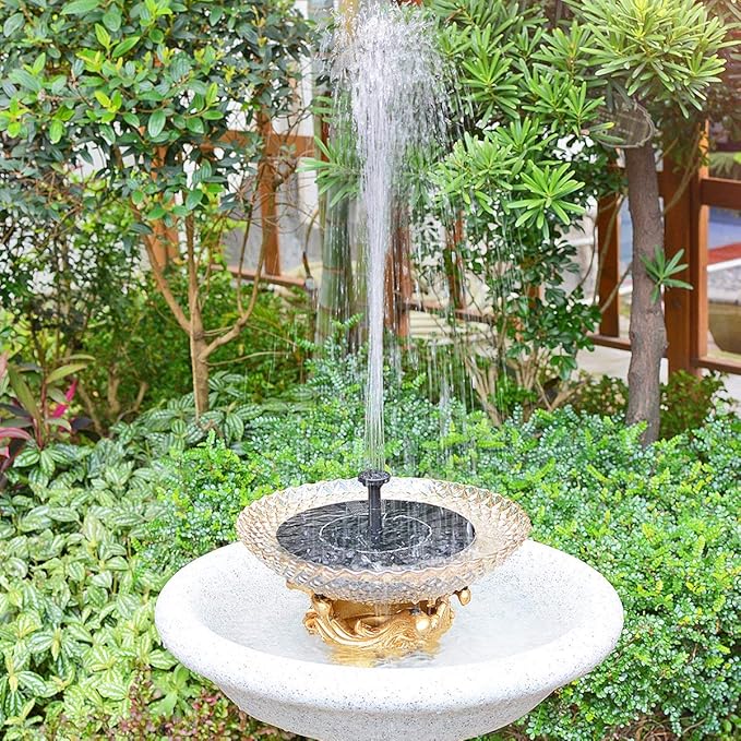 Solar Fountain for Bird Bath, Solar Powered Fountain Pump 1.5W Solar Water Fountain Floating Birdbath Water Pumps for Garden, Patio, Pond and Pool