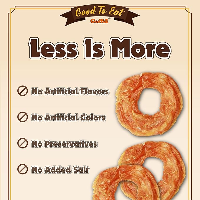 Gootoe Turkey Tendons for Dogs –All-Natural, Hypoallergenic Dog Treats, Rawhide Alternative, Long Lasting Puppy Chews, Healthy Dog Treats for Medium Breeds, Ring (M), 3 Count Pack