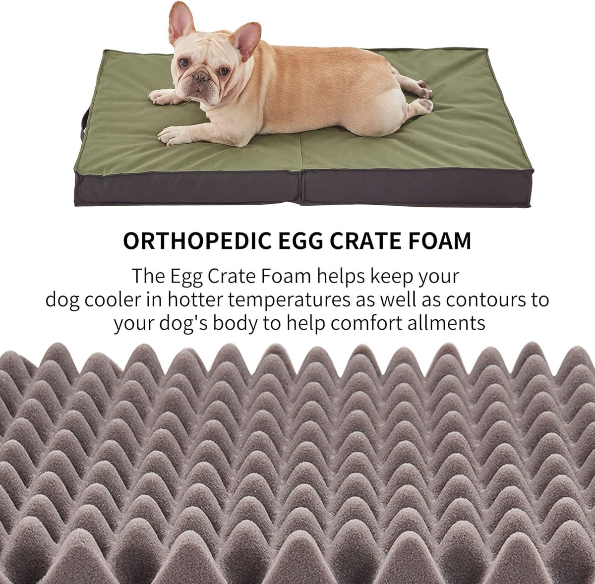 Outdoor Dog Bed - Waterproof, Portable, Foldable, Cooling, Orthopedic for Large Dogs - 35" All Weather
