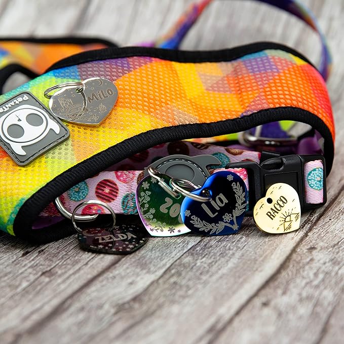 Personalized Dog Tag with 5 Lines of Custom Deep Engraved Durable Stainless Steel Pet ID Name Tag Designer Small Size Heart