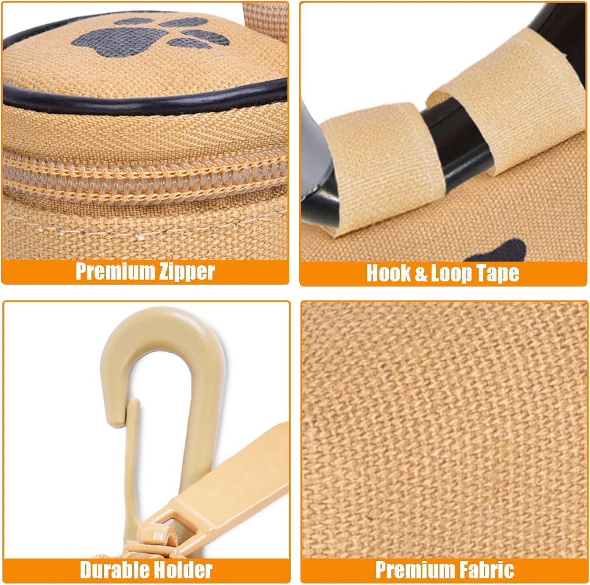 Dog Waste Bag Dispenser Dog Poop Bag Dispenser for Leash Accessory dog Poop Bag Holders Fits Dog Leash Include Hand Free Holder, Khaki, No-KaqiXYB