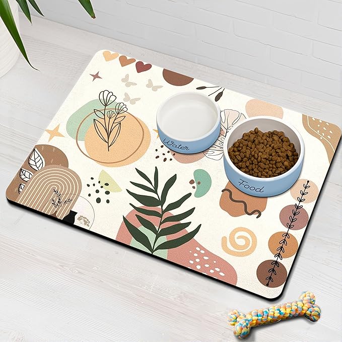 Pet Feeding Mat for Floors Waterproof Dog Mat for Food and Water Absorbent Quick Dry Non Slip mat for Cat Bowls