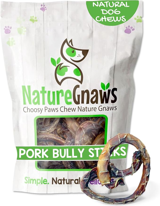 Nature Gnaws Pork Bully Stick Pretzels for Dogs 4-5" (15 Count) - Long Lasting for Light Chewers and Small Dogs - Natural Bacon Dog Chew Treats - Rawhide Free