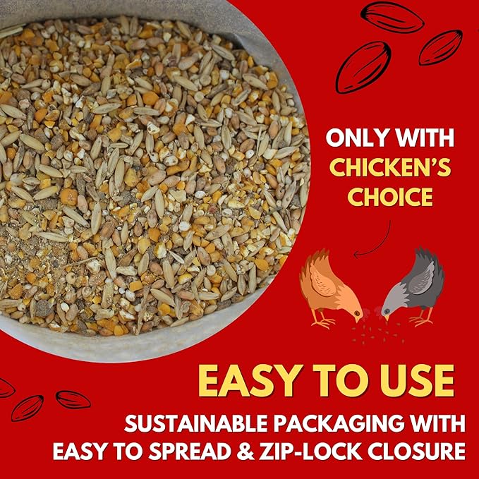 Chicken’s Choice Organic Chicken Scratch 5 lb Bag. Organic 5 Grain High Protein Premium Scratch Grain Treats & Food For Poultry, Duck & other Birds - Non-Gmo Chicken Feed, Soy Free Natural Ingredients