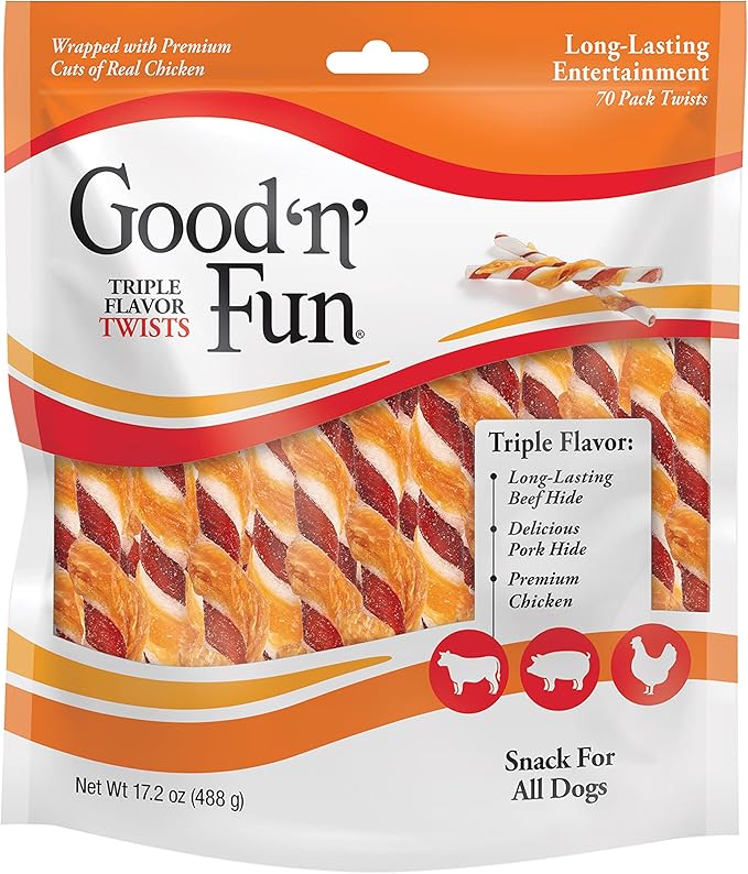 Good'n'Fun Good ‘N’ Fun Triple Flavor Twists, 70 Count (Pack of 12)