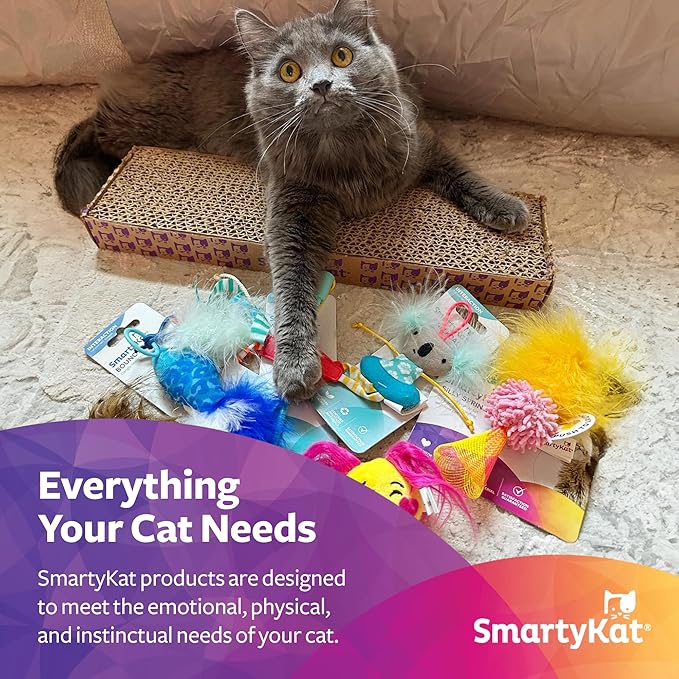 SmartyKat Instincts Mouser Mayhem HappyNip Cat Toy, Compressed Catnip & Silverine-Shaped Mice, Mentally Stimulating, Durable & Less Mess, 2-Pack