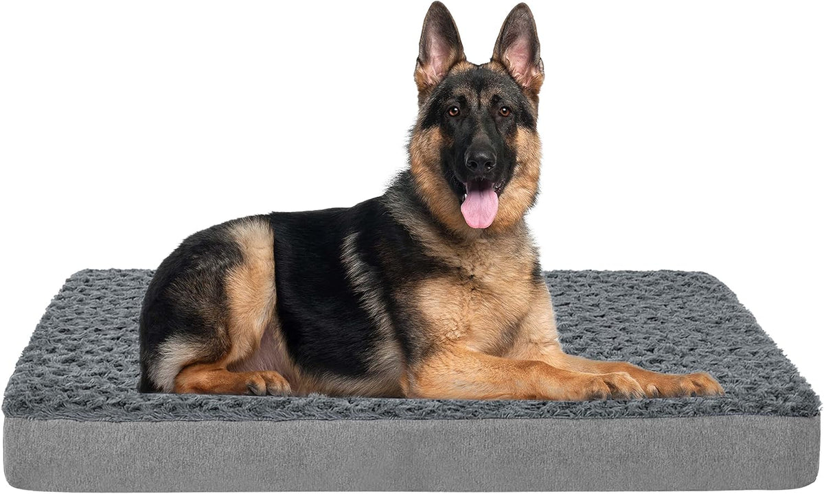 Jumbo Human Dog Bed, Orthopedic Memory Foam Pet Mat, Washable Dog Crate Bed with Cooling Gel, Removable Cover & Waterproof Lining