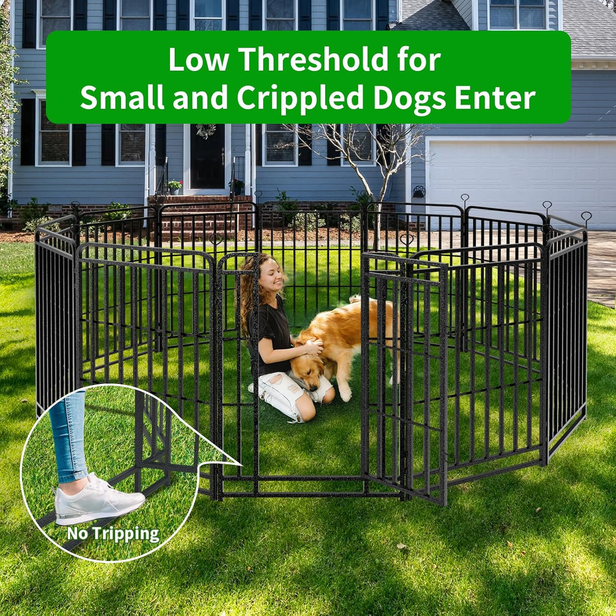 Dog Playpen Outdoor 24 Panels Heavy Duty Dog Fence 47" Height with Thick Pipe Anti-Rust with Doors Portable for RV Camping Yard, Total 54FT, 227 Sq.ft, Snowy Black