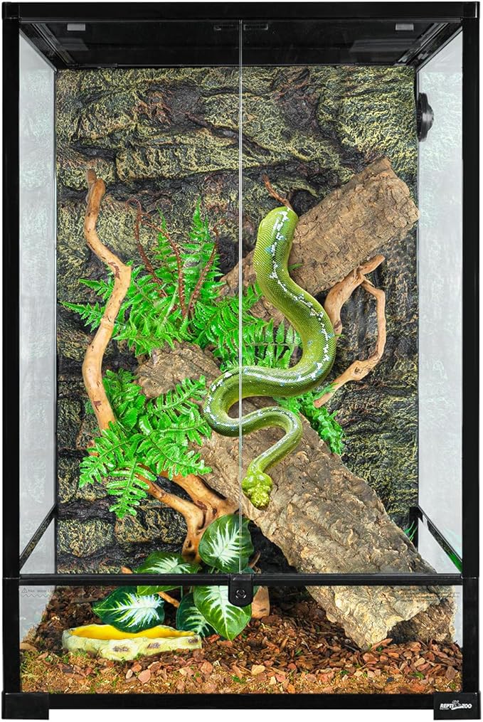 REPTIZOO 90 Gallon Reptile Terrarium 24" x 24" x 36" Large Glass Reptile Tank, Tall Terrarium with Front Opening Door and Top Screen Ventilation Easy Assembly Habitat Tank
