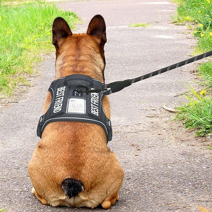 Heavy Duty Tactical Dog Harness for Medium Dogs, No Pull Adjustable Pet Harness Reflective Service Training Easy Control Pet Vest Military K9 Working Dog Harnesses- Medium, Black