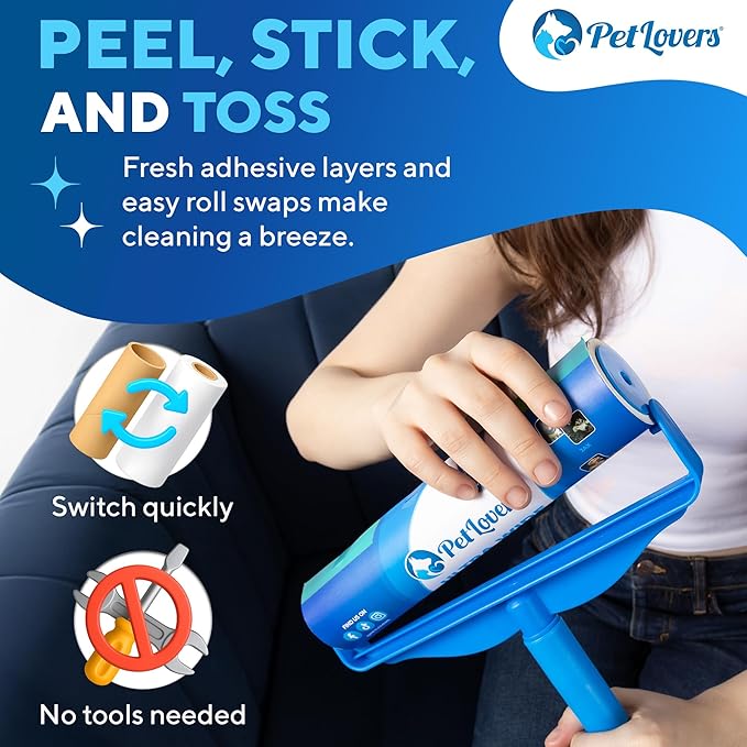 PetLovers Extra Sticky Floor Lint Roller 4 Pack of Refills Only - No Handles Included - 90 Sheets Per Refill 360 Sheets Total
