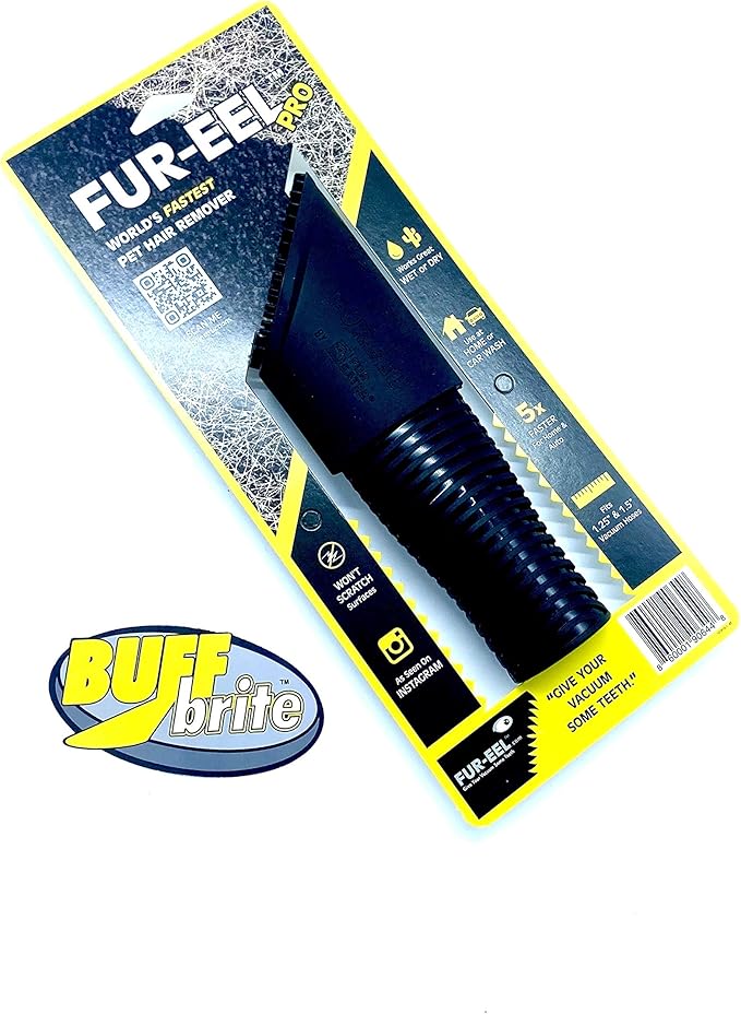 Buff Brite Pet Grooming Tool Fur-EEL FANG PRO Cat & Dog Hair Remover, Black