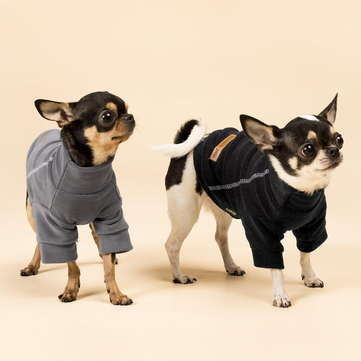 Fitwarm 3 Pack Classic Fleece Dog Sweater, Dog Winter Clothes for Small Dogs Boy Girl, Pet Pullover Jumper, Cat Apparel, Black, Grey, White, Large