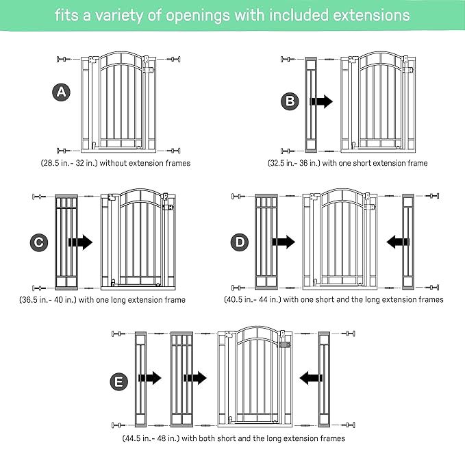 Ingenuity Multi-Use Decorative Extra Tall Walk-Thru Baby Gate, Fits Openings 28.5-48 Inch (Pack of 1), Black Metal, for Doorways and Stairways, 36' Tall Baby and Pet Gate, Black, One Size