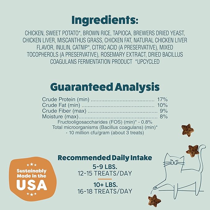 Shameless Pets Crunchy Cat Treats - Catnip Treats for Cats with Digestive Support, Kitten Treats with Real Ingredients, Natural & Healthy Flavored Feline Snacks - Catnip N Chill Chicken Liver, 12 oz