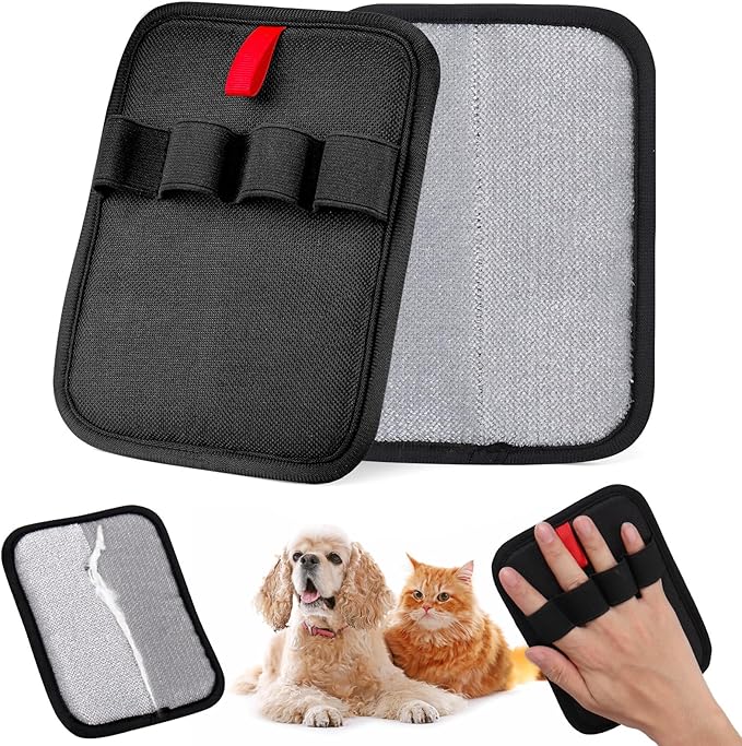 AIERSA 2Pcs Electrostatic Pet Hair Removal Glove, Electro Gloves Pet Hair, Reusable Static Pet Hair Remover Mitt, Cat & Dog Hair Removal Tool for Furniture, Clothes, Carpet, Car, Couch