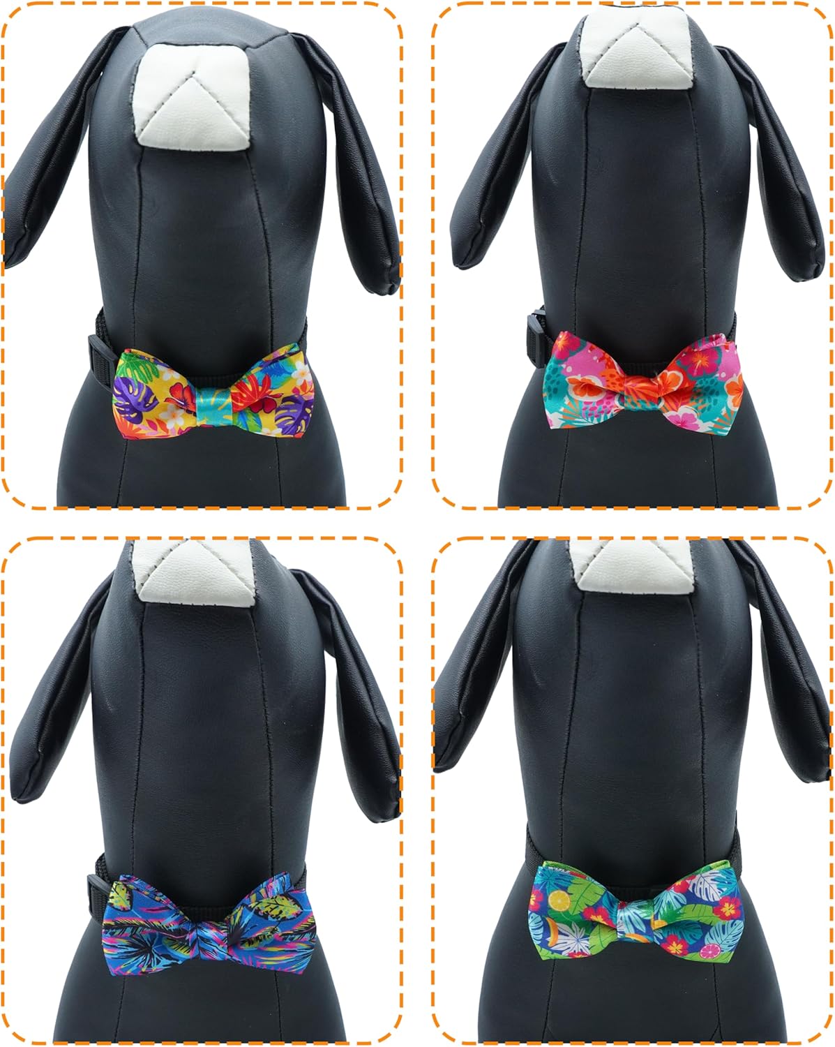 PET SHOW 10 Pack Summer Big Dog Bow Ties for Large Medium Dogs Sliding Collar Attachments Hawaiian Bowties Floral Fruit Bowknots Party Holiday Pet Grooming Accessories(Large)