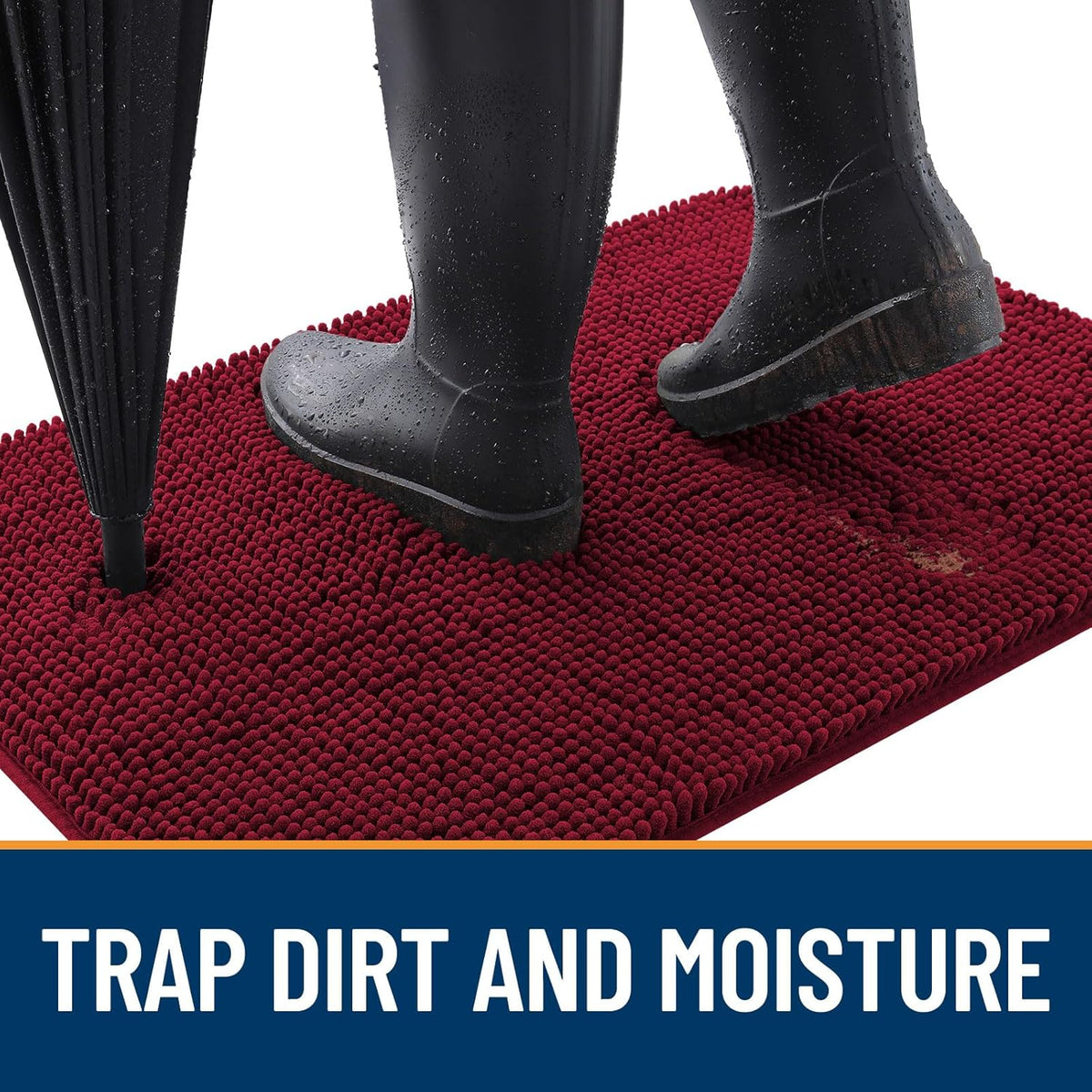 OLANLY Dog Door Mat for Muddy Paws 36x24, Absorbs Moisture and Dirt, Absorbent Non-Slip Washable Doormat, Quick Dry Chenille Mud Mat for Dogs, Entry Indoor Entryway Carpet for Inside Floor, Burgundy