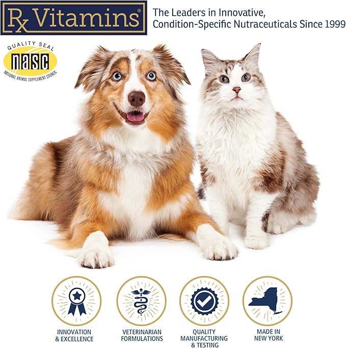 Rx Vitamins Liquid Immuno Dog and Cat Immune Support - L-Lysine for Cats - Reishi Mushroom Supplement for Dogs - Feline & Canine Immune System Support - Bacon Flavor - 4 oz
