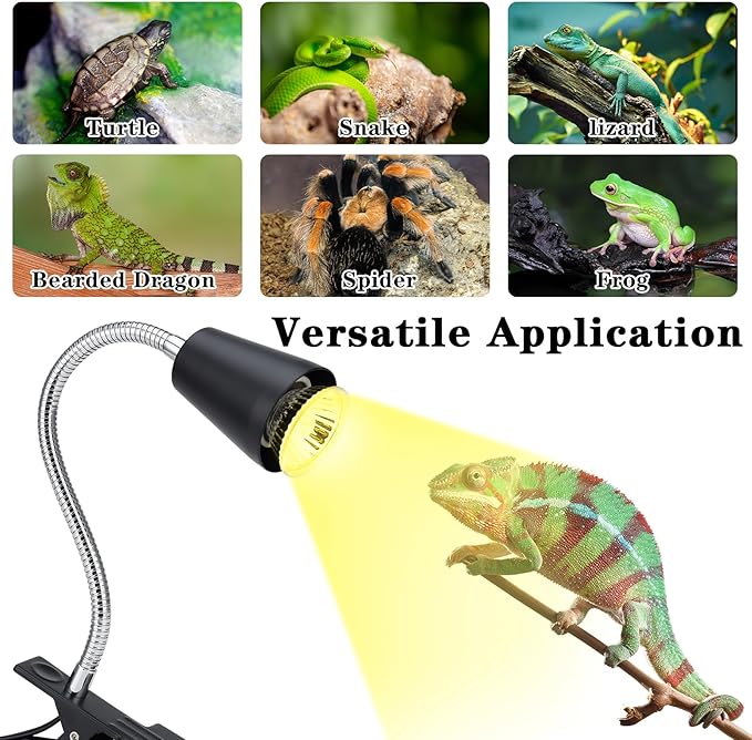Reptile Heat Lamp Bulbs 110V, 2-Pack UVA/UVB Light for Turtles, 360° Rotatable Heating Lamp for Aquarium Terrarium, Aquatic Plants, Lizards and Snakes
