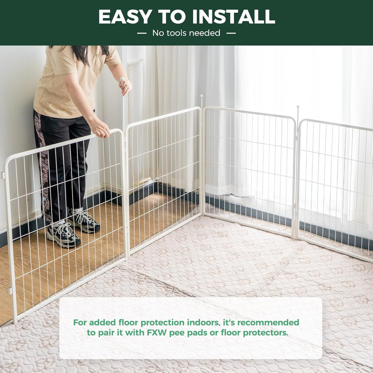 FXW Rollick Unleashed Dog Playpen for Indoor, Yard, RV Camping, 32 inch 8 Panels for Small and Medium Dogs, White│Patented