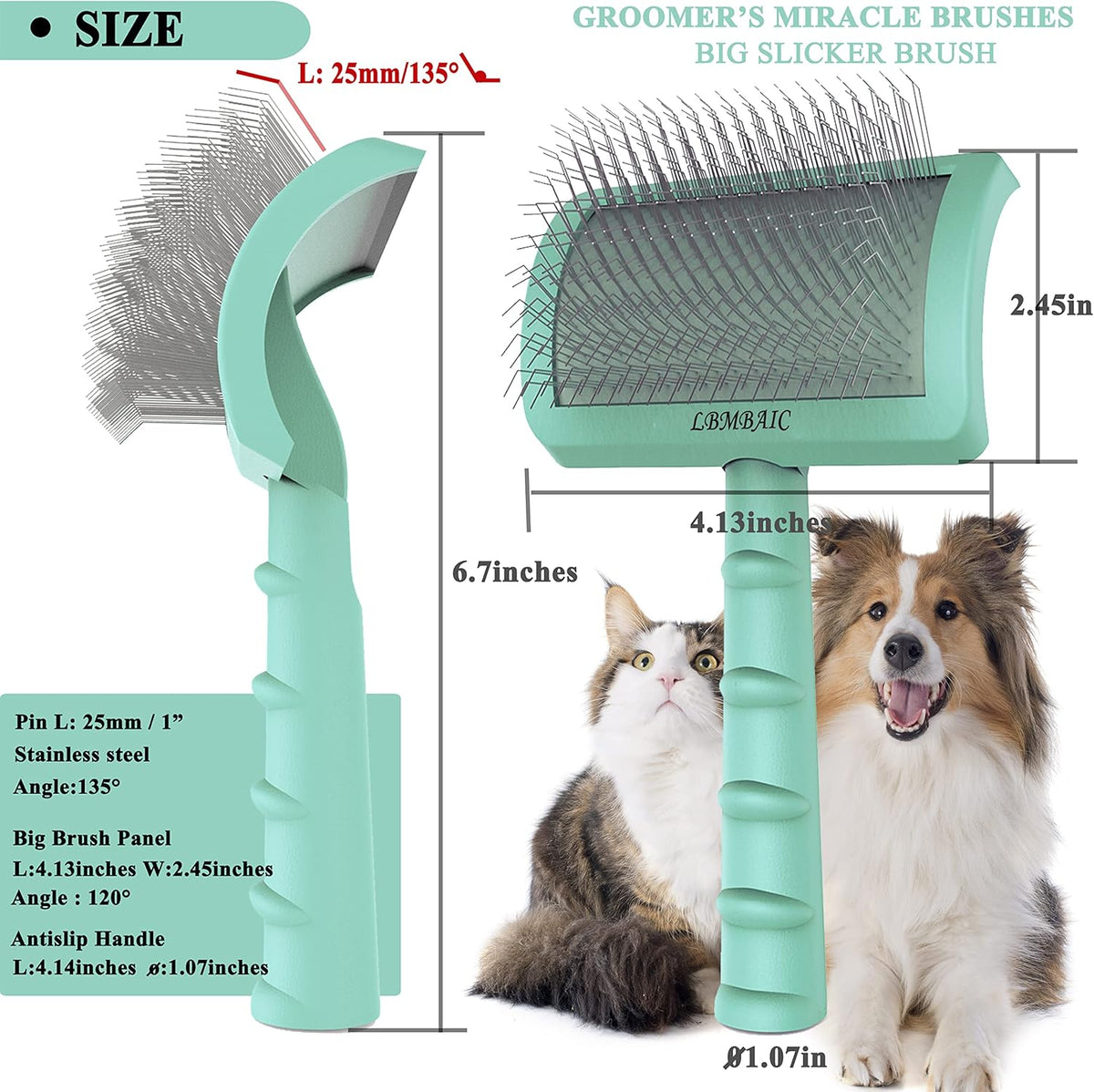 Super Dense Soft Brush for Thick and Long Fur - Doodle Grooming Brush for Fluff, Shedding, Tangles on Goldendoodles - 25mm (1")