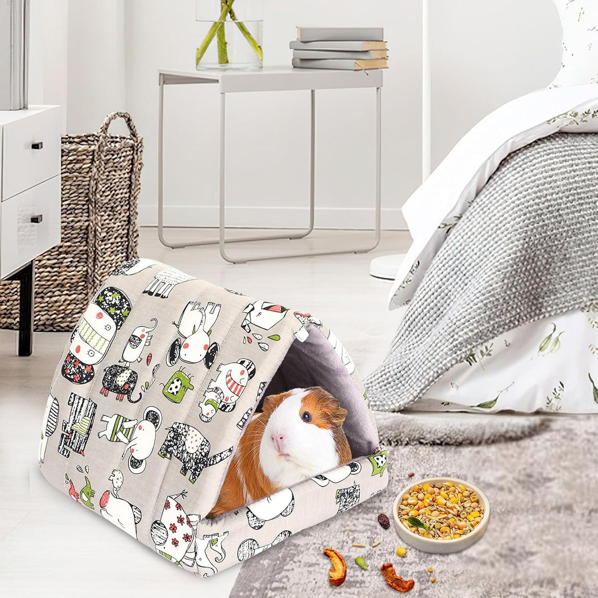 UPINS Guinea Pig Hideout,Guinea Pig Bed Washable Small Animal House Cage Accessories for Mouse Chinchillas Hamsters Hedgehogs Ferrets Bearded Dragons and Rats
