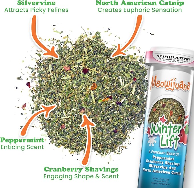 Meowijuana | Furry and Bright Bundle | Get Blitzed Reindeer and Winter Lift | Promotes Play and Cat Health | Includes Organic Catnip | Feline and Cat Lover Approved