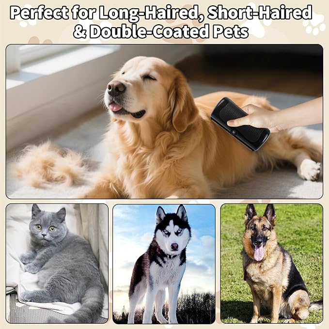 Deshedding Dog Brush - Pet Grooming Tool for Dogs & Cats, Removes Loose Hair on Short & Long Coats, Easy to Clean