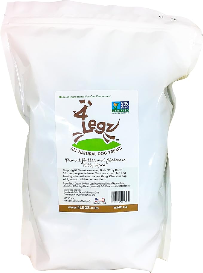 Organic Peanut Butter & Molasses Dog Treats – Healthy, Crunchy, Vegan Biscuits with Whole & Real Ingredients – All Natural & USA‐Baked, 4 Pound Bag