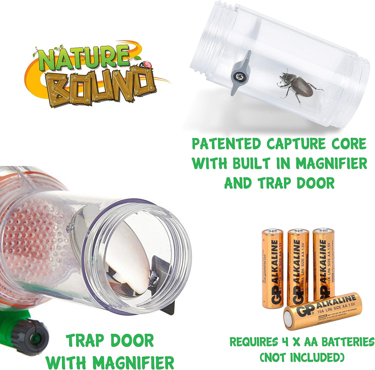 Nature Bound Bug Catcher Vacuum with Light Up Critter Habitat Case | Eco-Friendly Outdoor Toys for Kids | Includes Vacuum and Cage | Bug Vacuum for Kids Toy | Bug Catcher Vacuum
