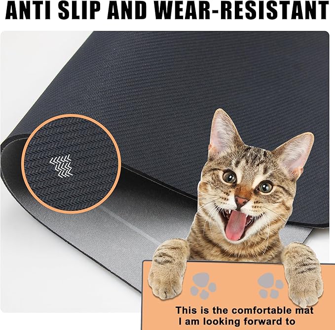 YCT Pet Food Mat, Non-Slip Bottom Absorbent Quick Dry Cat & Dog Feeding Mat, Pet Supplies, 16.9"x24" Gray