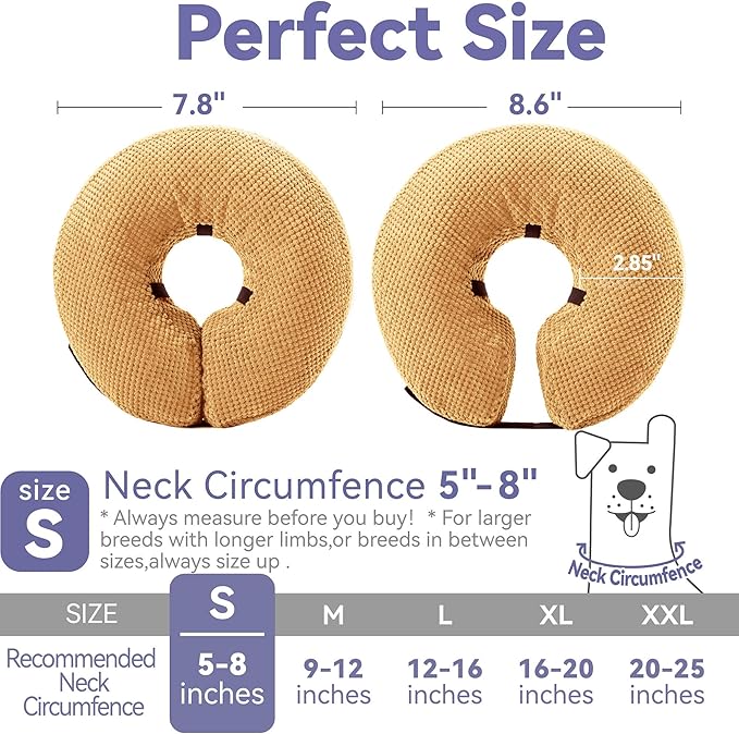 Inflatable Dog Cone Collar - Dog Neck Donut Cone Collar Alternative After Surgery - Soft Cone for Large Medium Small Dogs Cats - Alternative Recovery E Collar (Yello, S)