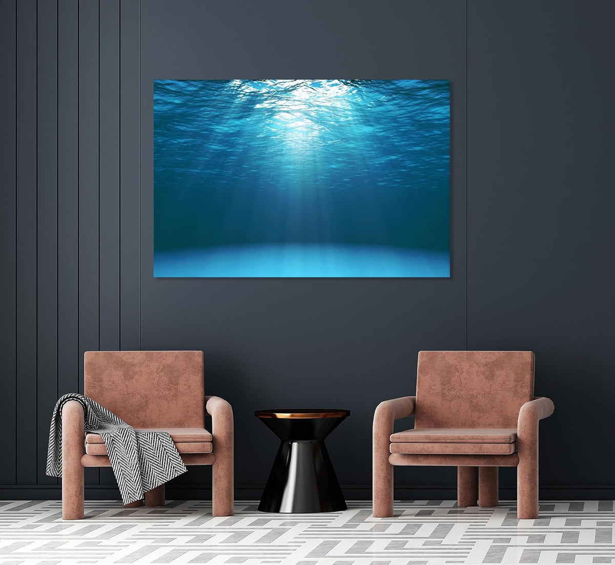 Nature Wall Art Prints - Ocean Forest Mountain Lake Canvas Landscapes - Small to Extra Large Living Room Bedroom Kitchen Bathroom Décor (Sun Rays Under Water, 20L" x 30W")